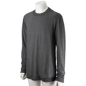KRIS VAN ASSCHE Men’s Double Layer Round Neck Long Sleeve T-shirt Size M in Gray